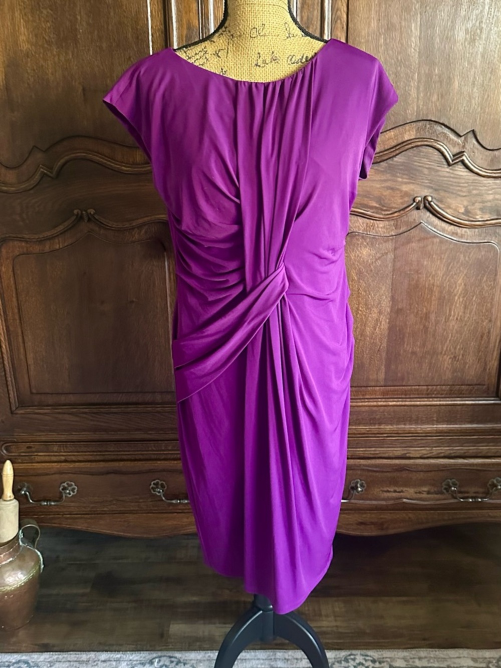 Suzi Chin for Maggy Boutique Knot-Front Fuchsia Midi Dress